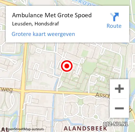 Locatie op kaart van de 112 melding: Ambulance Met Grote Spoed Naar Leusden, Hondsdraf op 25 november 2014 11:02