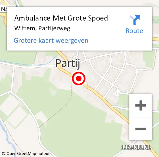 Locatie op kaart van de 112 melding: Ambulance Met Grote Spoed Naar Wittem, Partijerweg op 25 november 2014 11:06