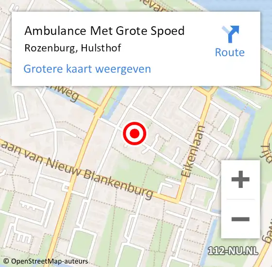 Locatie op kaart van de 112 melding: Ambulance Met Grote Spoed Naar Rozenburg, Hulsthof op 25 november 2014 11:12