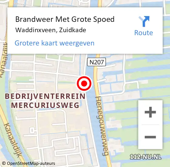 Locatie op kaart van de 112 melding: Brandweer Met Grote Spoed Naar Waddinxveen, Zuidkade op 25 november 2014 12:08