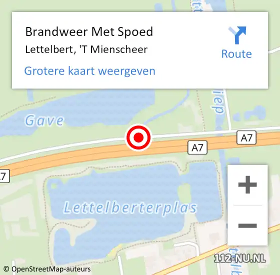 Locatie op kaart van de 112 melding: Brandweer Met Spoed Naar Lettelbert, 'T Mienscheer op 10 september 2013 11:42