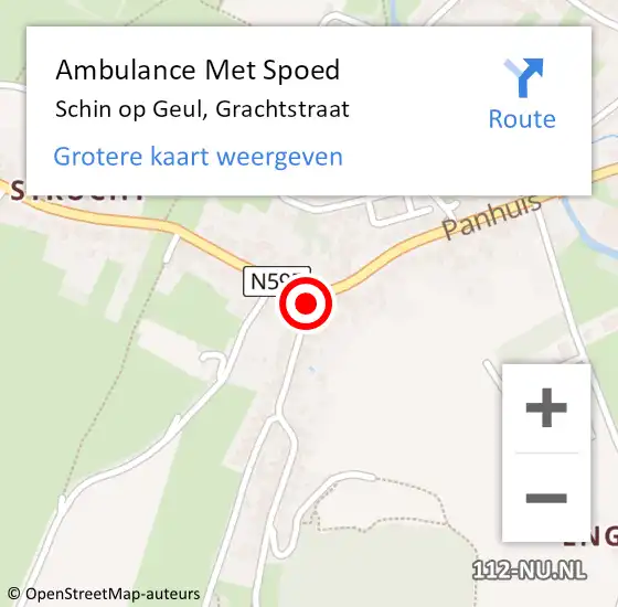 Locatie op kaart van de 112 melding: Ambulance Met Spoed Naar Schin op Geul, Grachtstraat op 25 november 2014 12:11