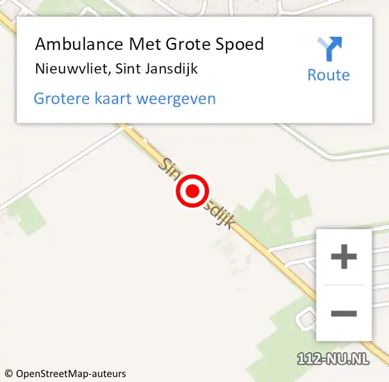 Locatie op kaart van de 112 melding: Ambulance Met Grote Spoed Naar Nieuwvliet, Sint Jansdijk op 25 november 2014 12:27