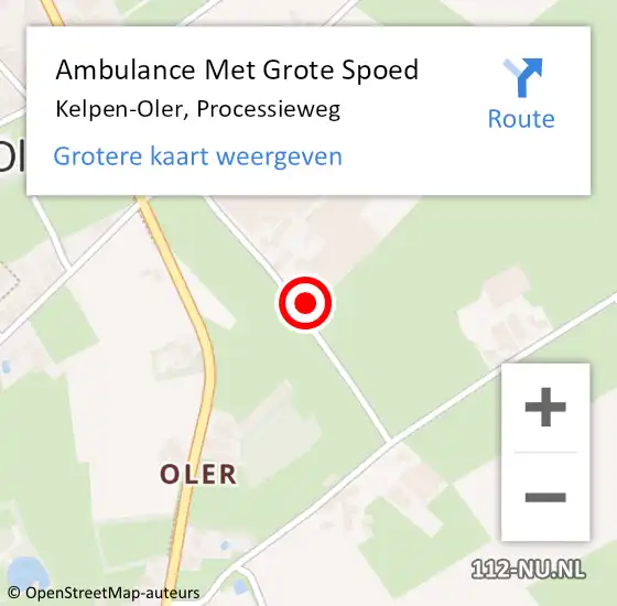 Locatie op kaart van de 112 melding: Ambulance Met Grote Spoed Naar Kelpen-Oler, Processieweg op 22 oktober 2013 09:52