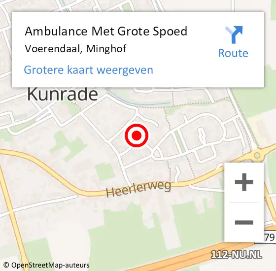 Locatie op kaart van de 112 melding: Ambulance Met Grote Spoed Naar Voerendaal, Minghof op 25 november 2014 13:34