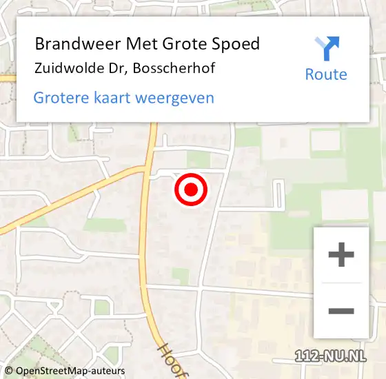 Locatie op kaart van de 112 melding: Brandweer Met Grote Spoed Naar Zuidwolde Dr, Bosscherhof op 25 november 2014 13:44