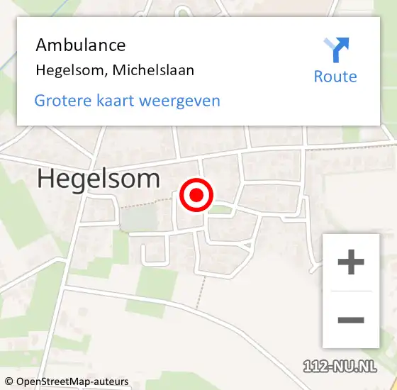 Locatie op kaart van de 112 melding: Ambulance Hegelsom, Michelslaan op 25 november 2014 13:48