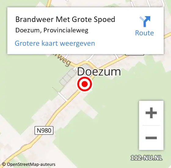 Locatie op kaart van de 112 melding: Brandweer Met Grote Spoed Naar Doezum, Provincialeweg op 25 november 2014 13:55