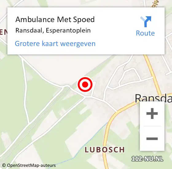 Locatie op kaart van de 112 melding: Ambulance Met Spoed Naar Ransdaal, Esperantoplein op 22 oktober 2013 10:03