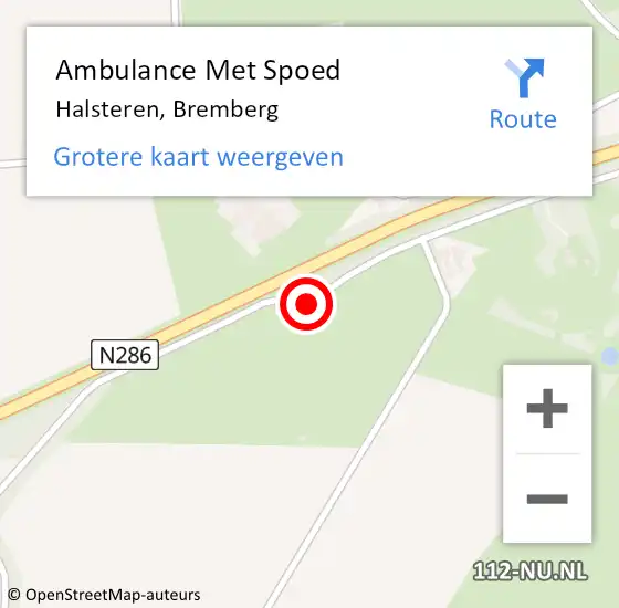 Locatie op kaart van de 112 melding: Ambulance Met Spoed Naar Halsteren, Bremberg op 25 november 2014 14:30