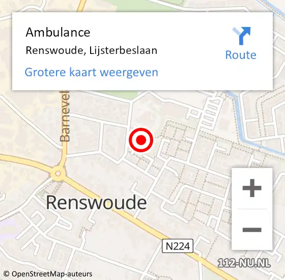 Locatie op kaart van de 112 melding: Ambulance Renswoude, Lijsterbeslaan op 25 november 2014 14:36