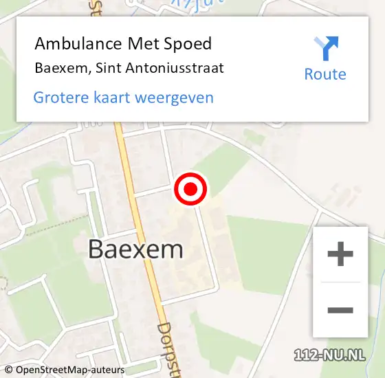 Locatie op kaart van de 112 melding: Ambulance Met Spoed Naar Baexem, Sint Antoniusstraat op 25 november 2014 15:57