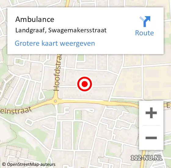 Locatie op kaart van de 112 melding: Ambulance Landgraaf, Swagemakersstraat op 25 november 2014 16:05