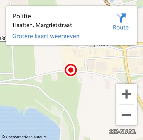 Locatie op kaart van de 112 melding: Politie Haaften, Margrietstraat op 25 november 2014 16:13