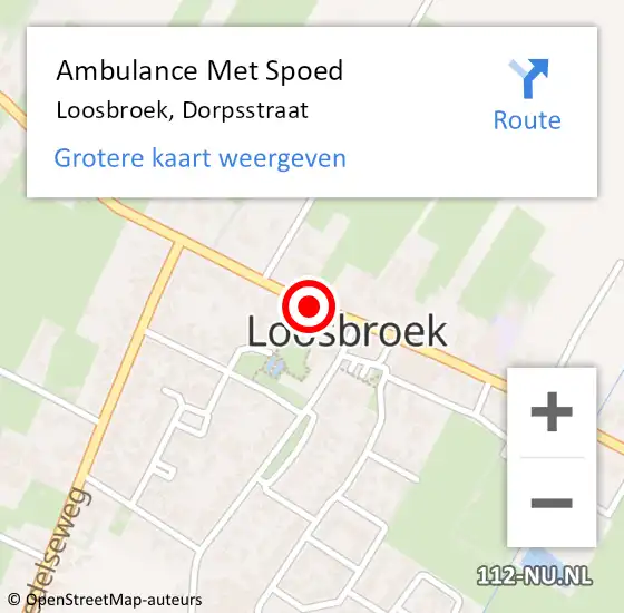 Locatie op kaart van de 112 melding: Ambulance Met Spoed Naar Loosbroek, Dorpsstraat op 25 november 2014 16:18