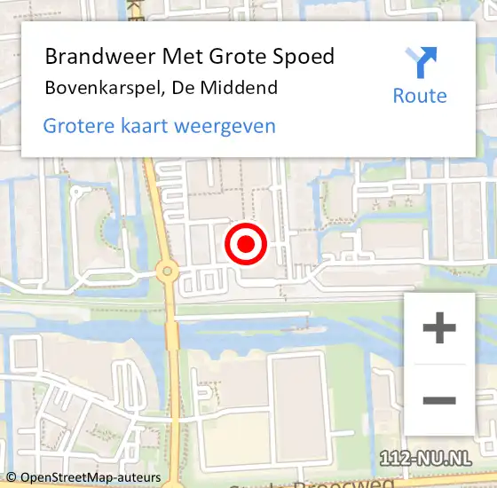 Locatie op kaart van de 112 melding: Brandweer Met Grote Spoed Naar Bovenkarspel, De Middend op 25 november 2014 17:01