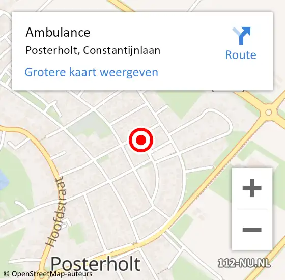 Locatie op kaart van de 112 melding: Ambulance Posterholt, Constantijnlaan op 25 november 2014 17:06