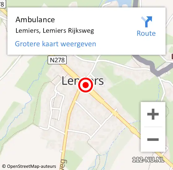 Locatie op kaart van de 112 melding: Ambulance Lemiers, Lemiers Rijksweg op 22 oktober 2013 10:20