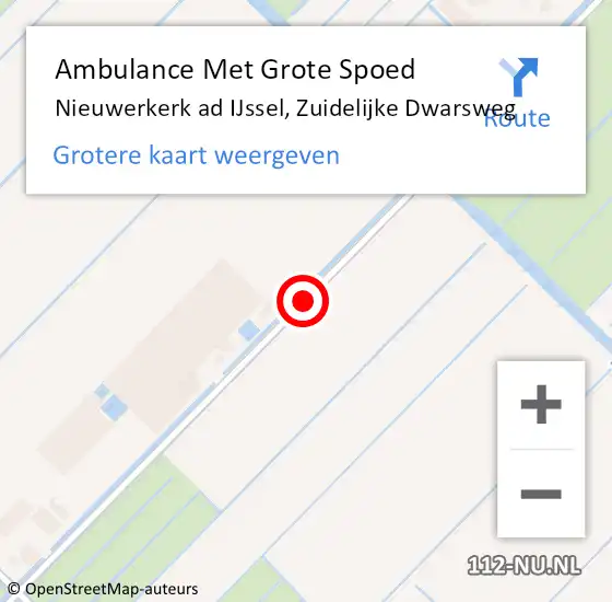 Locatie op kaart van de 112 melding: Ambulance Met Grote Spoed Naar Nieuwerkerk ad IJssel, Zuidelijke Dwarsweg op 25 november 2014 18:29