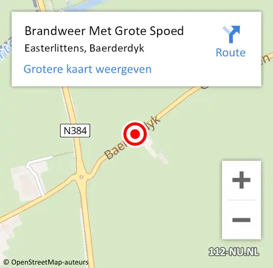 Locatie op kaart van de 112 melding: Brandweer Met Grote Spoed Naar Easterlittens, Baerderdyk op 25 november 2014 18:33