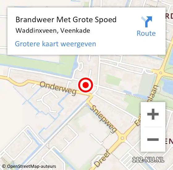 Locatie op kaart van de 112 melding: Brandweer Met Grote Spoed Naar Waddinxveen, Veenkade op 25 november 2014 19:08