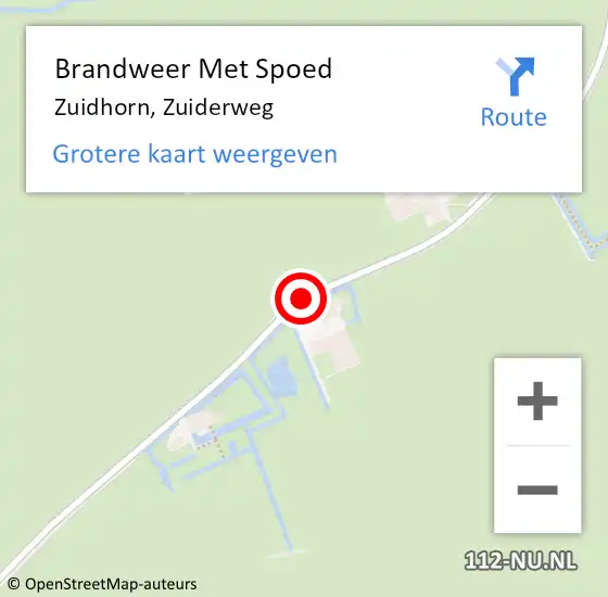 Locatie op kaart van de 112 melding: Brandweer Met Spoed Naar Zuidhorn, Zuiderweg op 22 oktober 2013 10:28