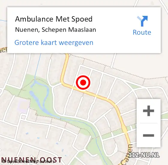 Locatie op kaart van de 112 melding: Ambulance Met Spoed Naar Nuenen, Schepen Maaslaan op 25 november 2014 20:10