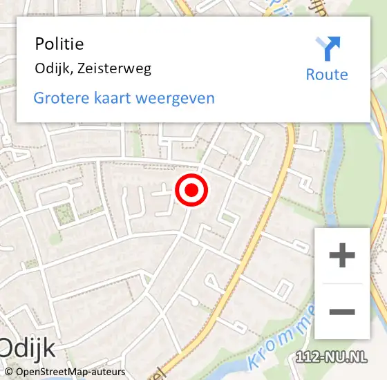 Locatie op kaart van de 112 melding: Politie Odijk, Zeisterweg op 22 oktober 2013 10:33
