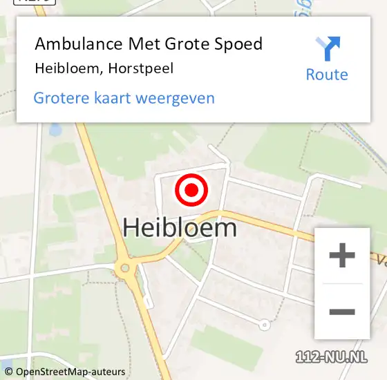 Locatie op kaart van de 112 melding: Ambulance Met Grote Spoed Naar Heibloem, Horstpeel op 25 november 2014 20:32