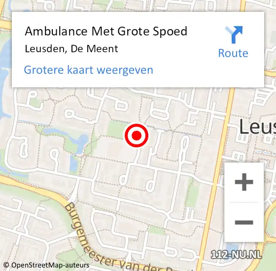 Locatie op kaart van de 112 melding: Ambulance Met Grote Spoed Naar Leusden, De Meent op 25 november 2014 20:42