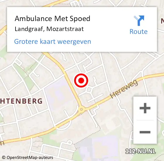 Locatie op kaart van de 112 melding: Ambulance Met Spoed Naar Landgraaf, Mozartstraat op 25 november 2014 21:04