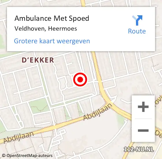 Locatie op kaart van de 112 melding: Ambulance Met Spoed Naar Veldhoven, Heermoes op 26 november 2014 00:01