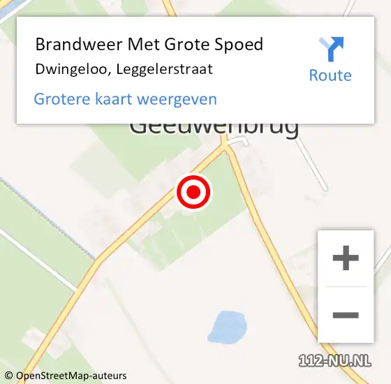 Locatie op kaart van de 112 melding: Brandweer Met Grote Spoed Naar Dwingeloo, Leggelerstraat op 26 november 2014 03:41