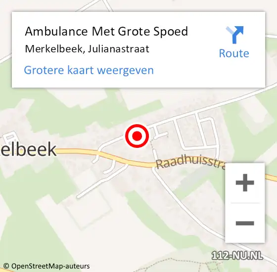 Locatie op kaart van de 112 melding: Ambulance Met Grote Spoed Naar Merkelbeek, Julianastraat op 26 november 2014 03:45