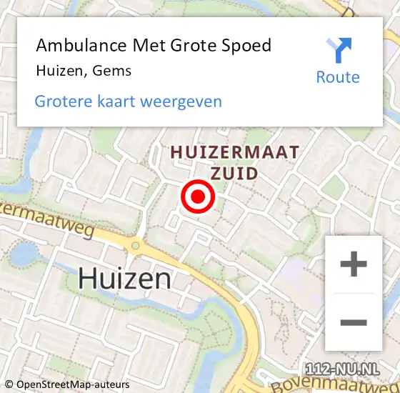 Locatie op kaart van de 112 melding: Ambulance Met Grote Spoed Naar Huizen, Gems op 26 november 2014 04:51