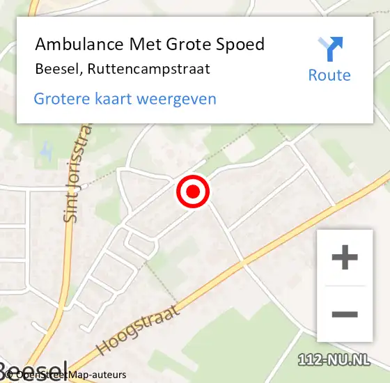 Locatie op kaart van de 112 melding: Ambulance Met Grote Spoed Naar Beesel, Ruttencampstraat op 26 november 2014 05:40