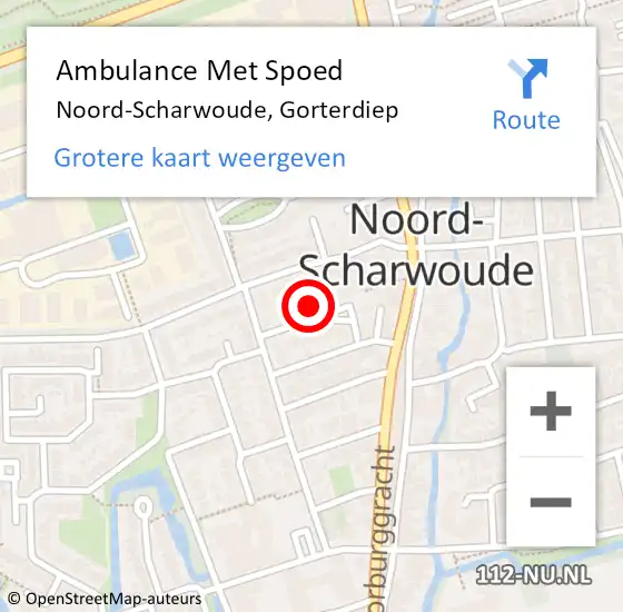 Locatie op kaart van de 112 melding: Ambulance Met Spoed Naar Noord-Scharwoude, Gorterdiep op 26 november 2014 07:35