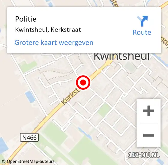 Locatie op kaart van de 112 melding: Politie Kwintsheul, Kerkstraat op 26 november 2014 07:49