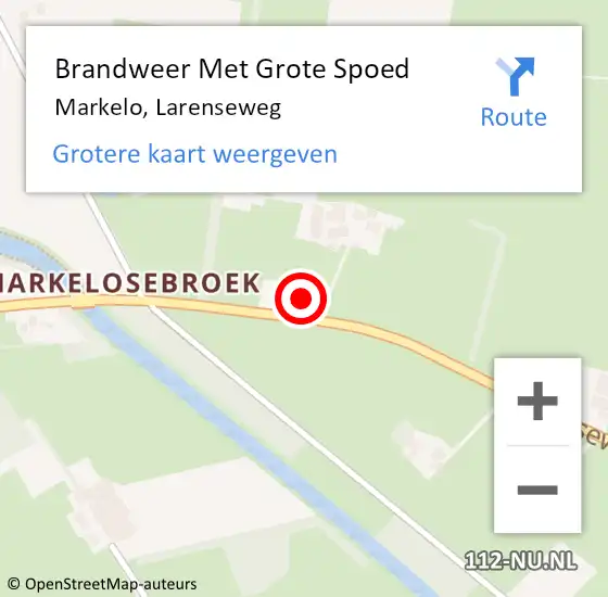 Locatie op kaart van de 112 melding: Brandweer Met Grote Spoed Naar Markelo, Larenseweg op 26 november 2014 08:57