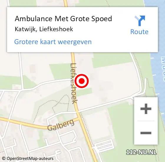 Locatie op kaart van de 112 melding: Ambulance Met Grote Spoed Naar Katwijk, Liefkeshoek op 26 november 2014 08:58