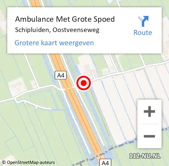 Locatie op kaart van de 112 melding: Ambulance Met Grote Spoed Naar Schipluiden, Oostveenseweg op 26 november 2014 09:07