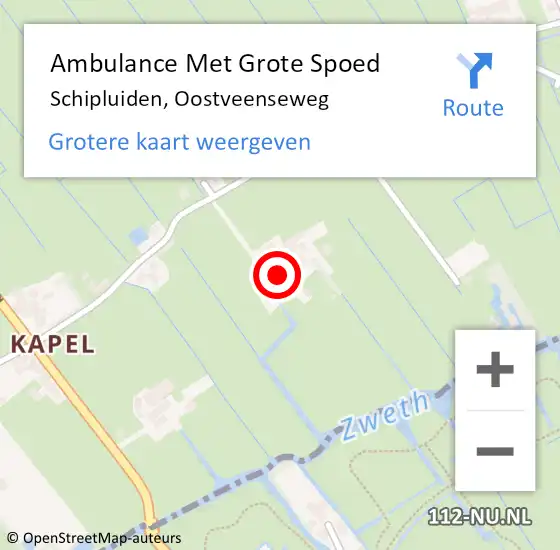 Locatie op kaart van de 112 melding: Ambulance Met Grote Spoed Naar Schipluiden, Oostveenseweg op 26 november 2014 09:08