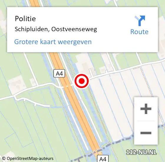 Locatie op kaart van de 112 melding: Politie Schipluiden, Oostveenseweg op 26 november 2014 09:12