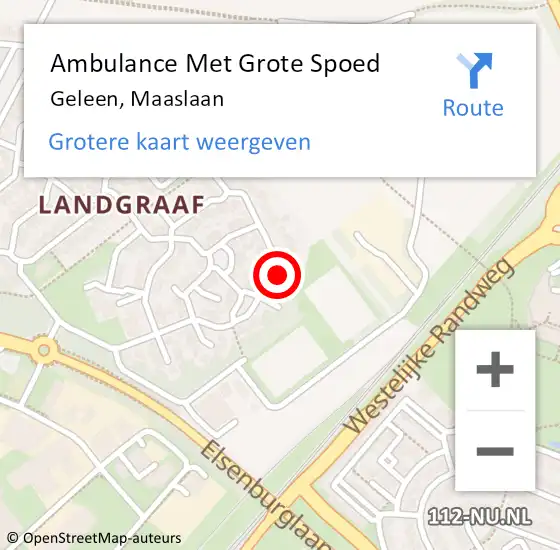 Locatie op kaart van de 112 melding: Ambulance Met Grote Spoed Naar Geleen, Maaslaan op 26 november 2014 09:49