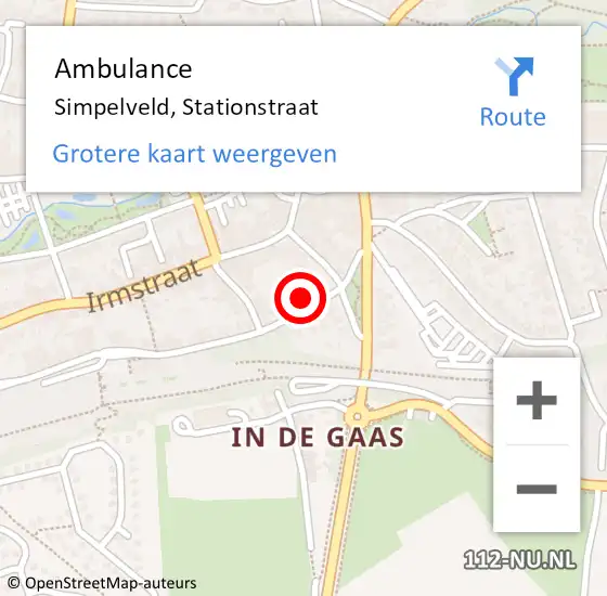 Locatie op kaart van de 112 melding: Ambulance Simpelveld, Stationstraat op 26 november 2014 10:25