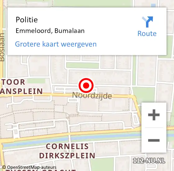 Locatie op kaart van de 112 melding: Politie Emmeloord, Bumalaan op 10 september 2013 11:52