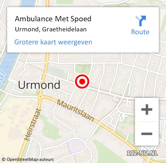 Locatie op kaart van de 112 melding: Ambulance Met Spoed Naar Urmond, Graetheidelaan op 26 november 2014 10:52