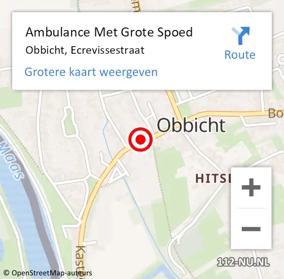 Locatie op kaart van de 112 melding: Ambulance Met Grote Spoed Naar Obbicht, Ecrevissestraat op 22 oktober 2013 11:10