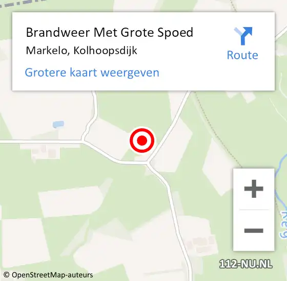 Locatie op kaart van de 112 melding: Brandweer Met Grote Spoed Naar Markelo, Kolhoopsdijk op 26 november 2014 13:20