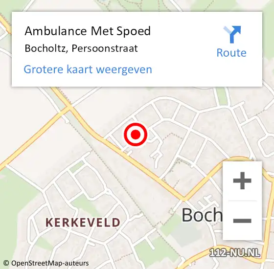 Locatie op kaart van de 112 melding: Ambulance Met Spoed Naar Bocholtz, Persoonstraat op 26 november 2014 13:35